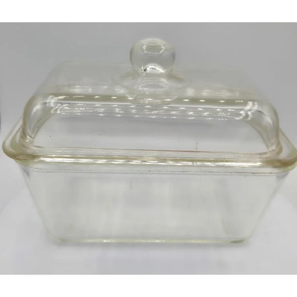 Vintage Clear Glasbake‎ Loaf/Refrigerator Dish with Lid Rectangular Food Storage