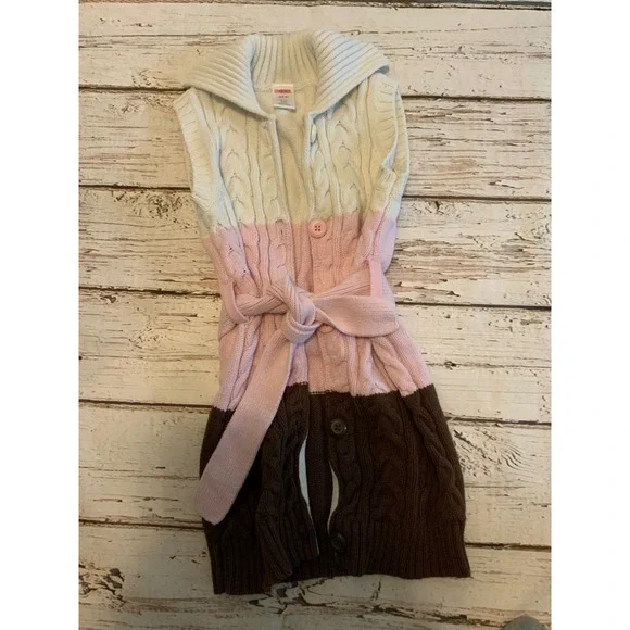 Gymboree Girls Sweeter Than Chocolate Colorblock Cable Knit Sweater Vest 5-6‎