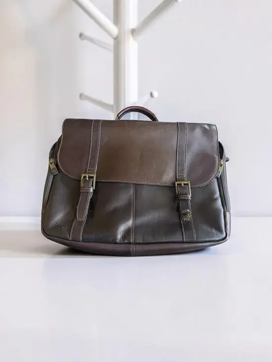 Samsonite Colombian Leather Messenger Laptop Bag Brown Briefcase Shoulder Bag