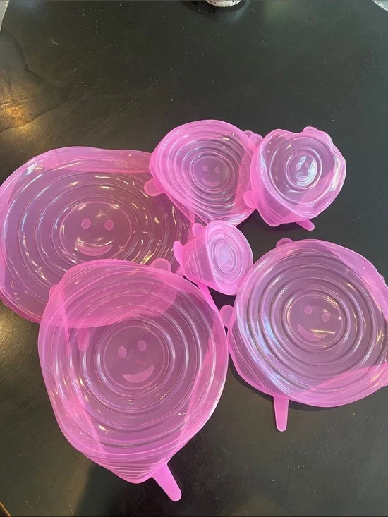Pink Silicone Stretch Bowl Covers - Set of 6 new