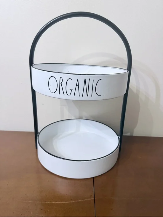 Rae Dunn Fruit & Vegetable Produce Metal Two Tier Stand Kitchen Farm Organic