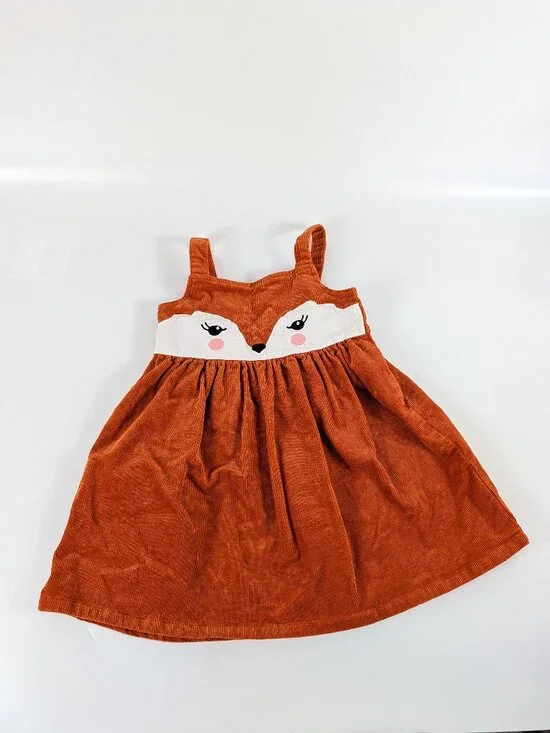 Gymboree Autumn Adventures Embroidered Fox Corduroy Jumper Girls Size 5T