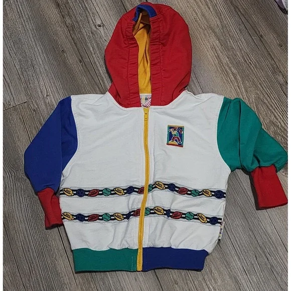 Gymboree Kids Rainbow Color Block Baseball‎ Jacket Hooded Full Zip X-Small