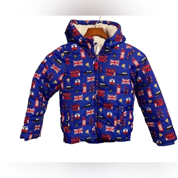 Gymboree Boys' London Puffer Jacket Full Zip Sherpa Lined Size 6