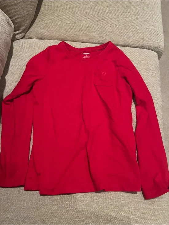 Gymboree Bright Red Long Sleeve Pocket Tee