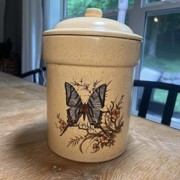 Vintage Treasure Craft Butterfly Canister From 1970s‎ Blue Cottage Core
