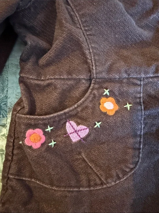 Gymboree Brown Corduroy Jean-Style Jacket with Embroidered Pockets