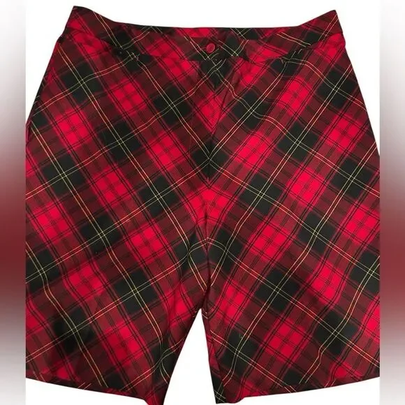 Peck & Peck red plaid golf shorts size 14