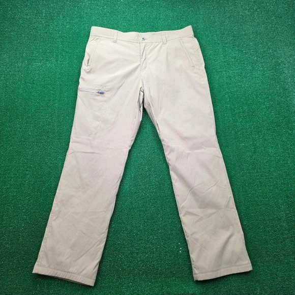 Eddie Bauer Rainier Fleece Lined Outdoor Pants Mens 38x32‎ Beige Hiking Cargo