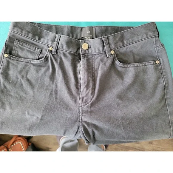 H&M Slim Fit Pants Mens 30x32 Charcoal Grey Stretch‎ Jeans