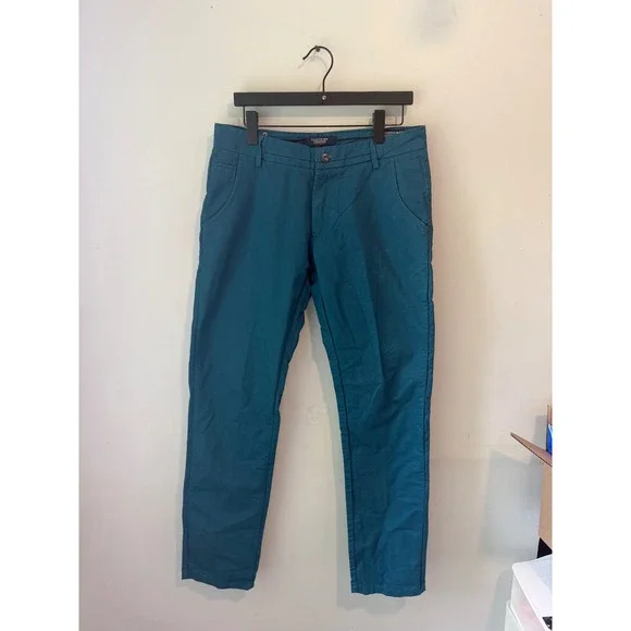 Cluthing Man Another Culture Teal Blue Premium‎ Cone Denim Chino Pants Mens 32