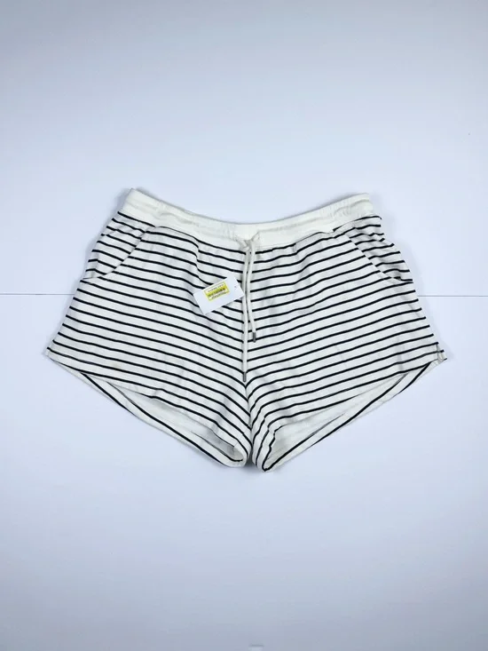 Universal Thread Striped Drawstring Athletic Shorts - White & Black