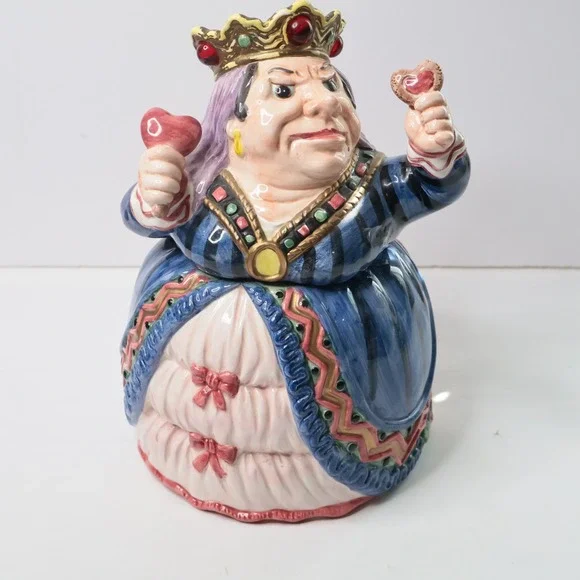 Vintage 1992 Fitz & Floyd Disney Alice In‎ Wonderland Queen Of Hearts Cookie Jar