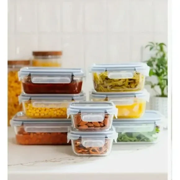 Sedona Kitchen 14-Pc from 16 pcs Glass Storage Set – Cream Lids, Food Containers