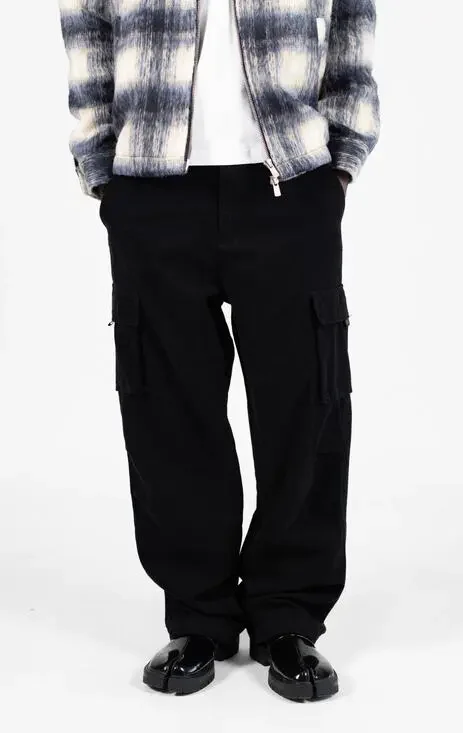 Hours Collection Mens Cargo Pants Size Large Black New 32x30 Y2K Wide Leg