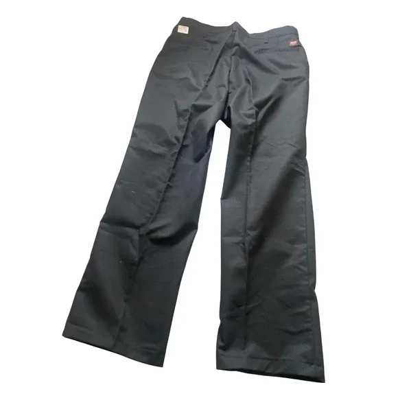 Mens Black Dress Pants Flat Front Straight‎ Leg Formal Trousers Size 38