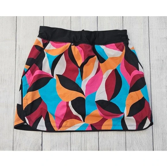Lands End Swim Skort Womens 12 Multicolor Abstract Print‎ Beach Summer