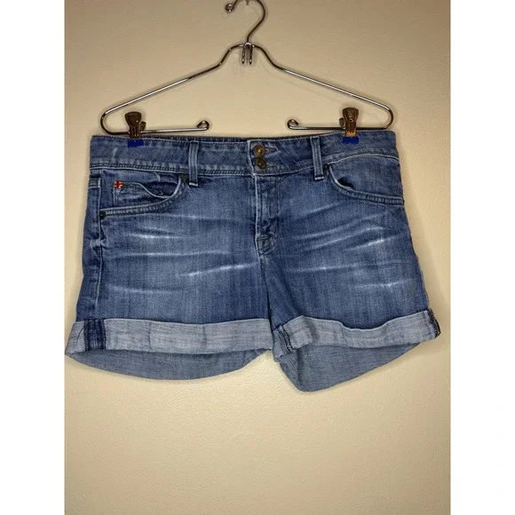 Hudson Denim Shorts Size 28 Cuffed Distressed‎ Stretch USA