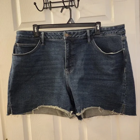 Ava & Viv sz 20 high rise midi jean‎ shorts cut off stretch casual summer