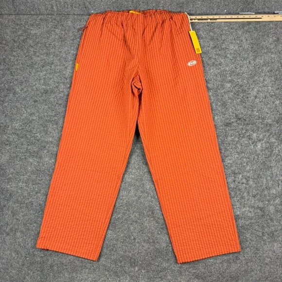 Round Two Pants Mens Size 30 Orange Grid Pattern Straight Leg Streetwear NWT