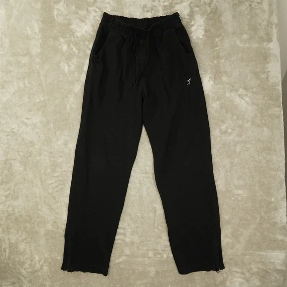 Gymshark Straight Leg Ankle Zip‎ Knit Sweatpants Men's Small Black Gym Training