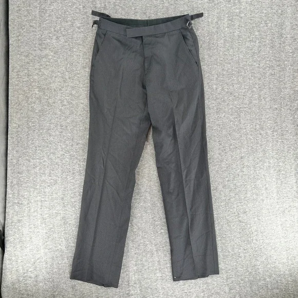 Ralph Lauren Black Label Mens 31 Wool Pinstripe Trousers Italy Grey Fits 30x30.5