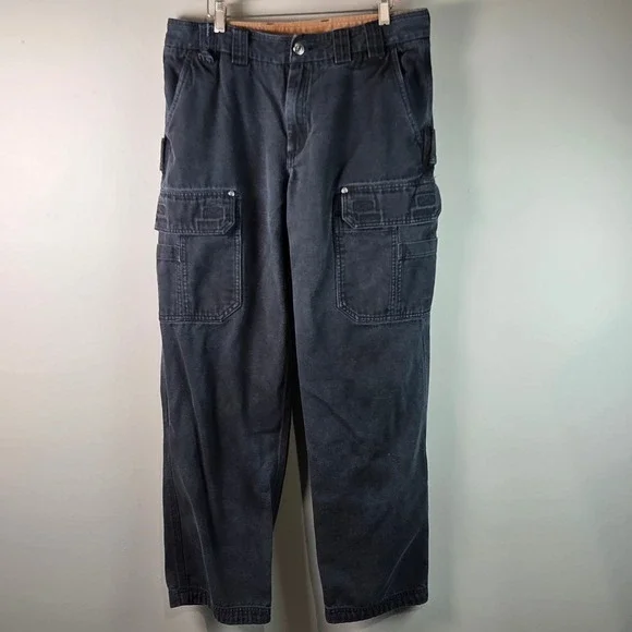 Duluth Trading Co Cargo Pants Mens 32x31 Black Good Fire Hose Workwear Canvas