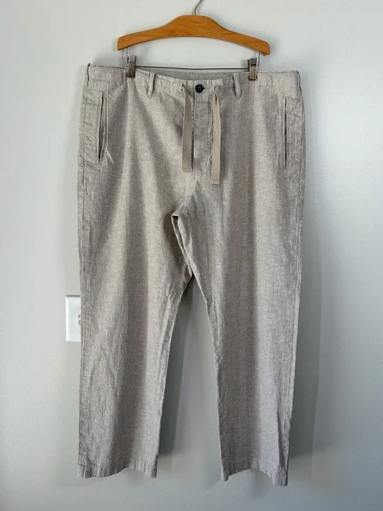 Perry Ellis Linen Blend Drawstring Pants 38x30 Vacation Classic Breathable