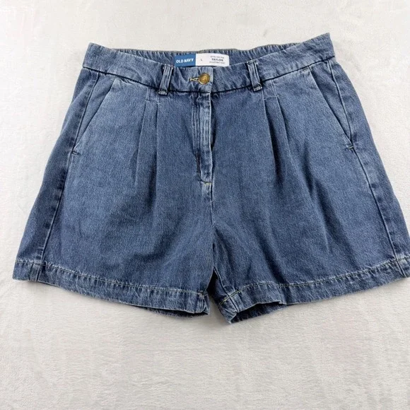 Old Navy Denim Shorts‎ Taylor Extra High-Rise Pleated Blue Size L