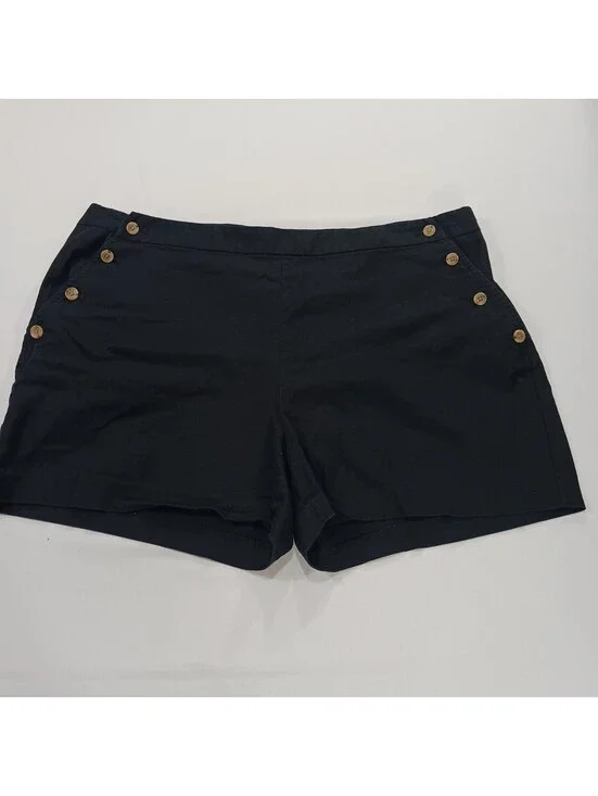 Banana Republic 491832-00 Women's Black Side Buttons Shorts Size 18 (40×4)
