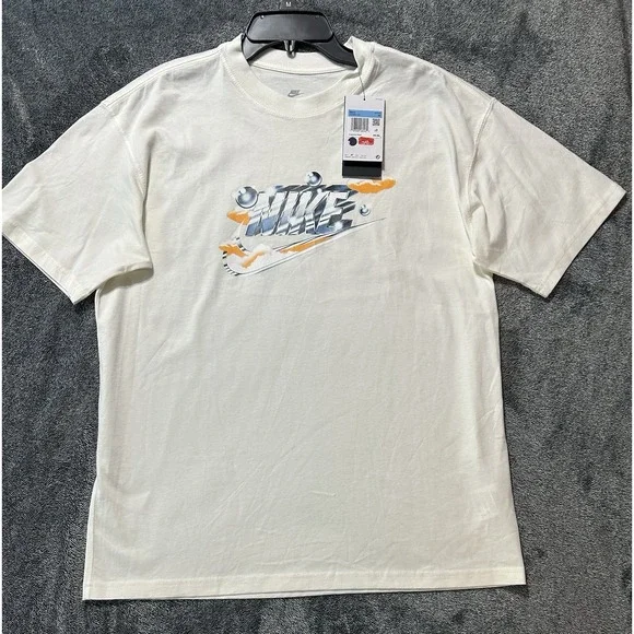 Nike Mens Size M White Short Sleeve Max90 Logo Printed T Shirt (U1)