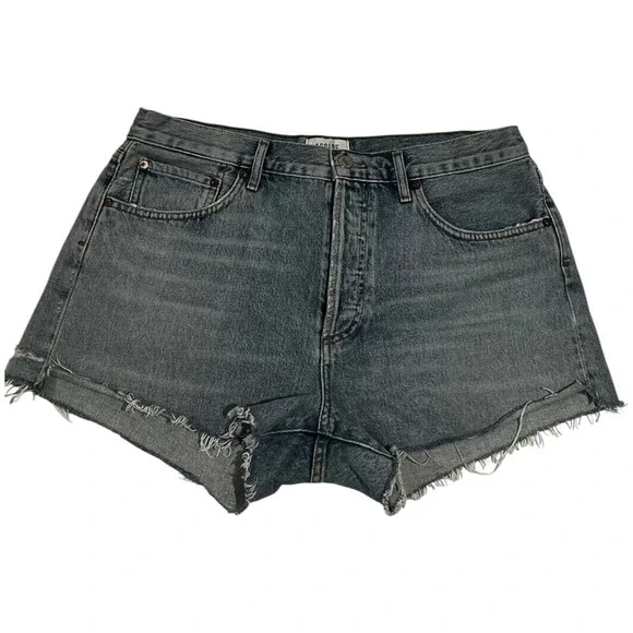 AGOLDE Parker High Rise‎ Distressed Denim Cutoff Shorts Blue Size 30