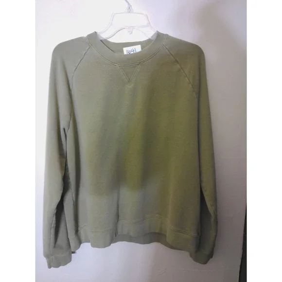 Brooklinen Loungewear Sweatshirt XL Olive Green V-Stitch Raglan Soft Modal Blend