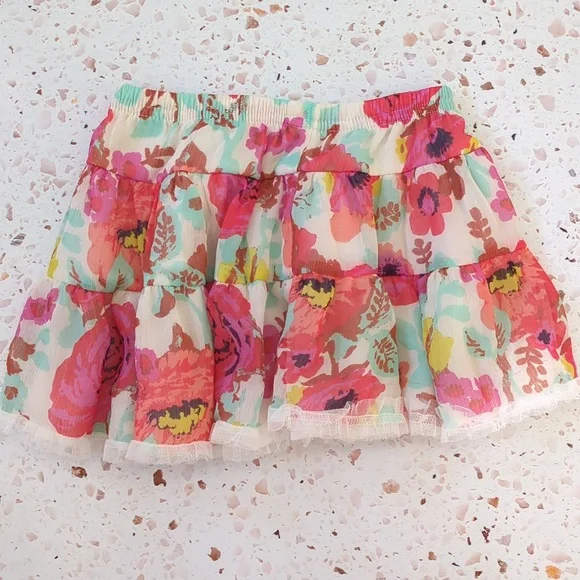 Genuine Kids | Sheer Flouncy Floral with 3 Tulle Ruffles | 4T