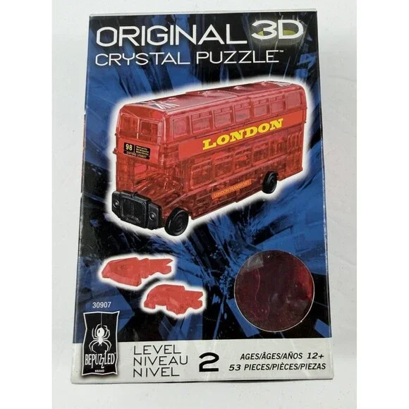 BePuzzled 3D Crystal Puzzle London Bus Red – 53 Piece Level 2 Model Toy