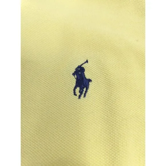 Vtg Polo Golf Shirt Mens 2XL‎ Yellow Blue Pony Short Sleeve Golf