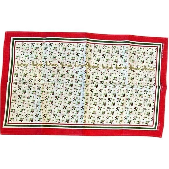 Harrod’s Christmas tea towel linen new without tags