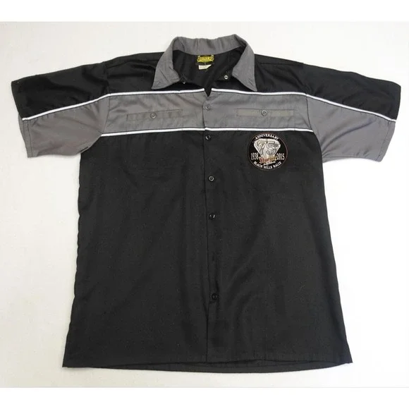 Biker Clothing Company Shirt Mens L Black Short Sleeve Button Up Sturgis Rally