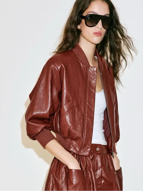 ZARA FAUX LEATHER BALLOON MINI SKIRT