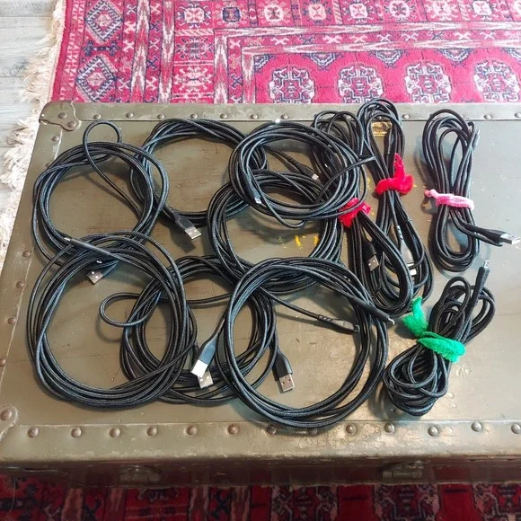 11pc Cabepow 9.5ft Micro USB to USB-A Braided Nylon Charging Cables Black Lot