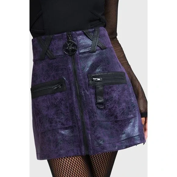 Killstar‎ nephralia mini skirt purple straps baphomet