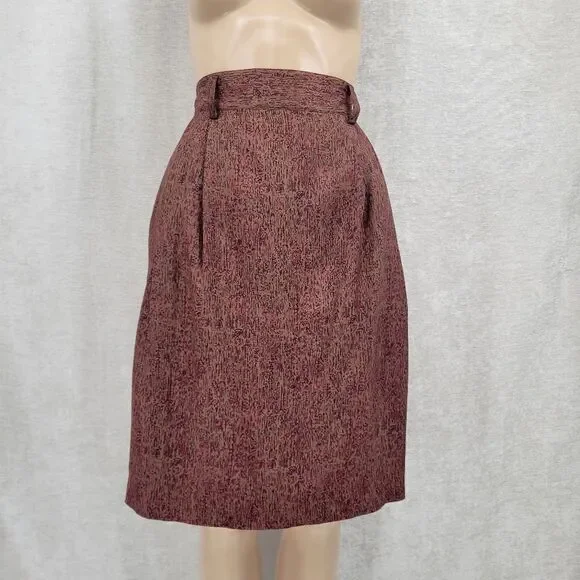 Ellen Tracy Vintage 90s Silk Midi Skirt with Belt Loops and Pockets Women's 10