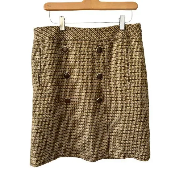 LOFT Tweed Mod Mini Skirt Brown Yellow 6