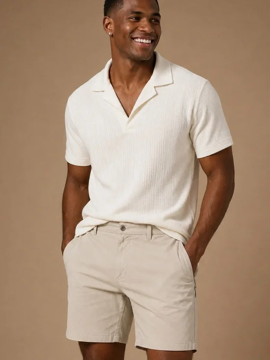 Beige Khaki Performance Bermuda Walking Shorts 35