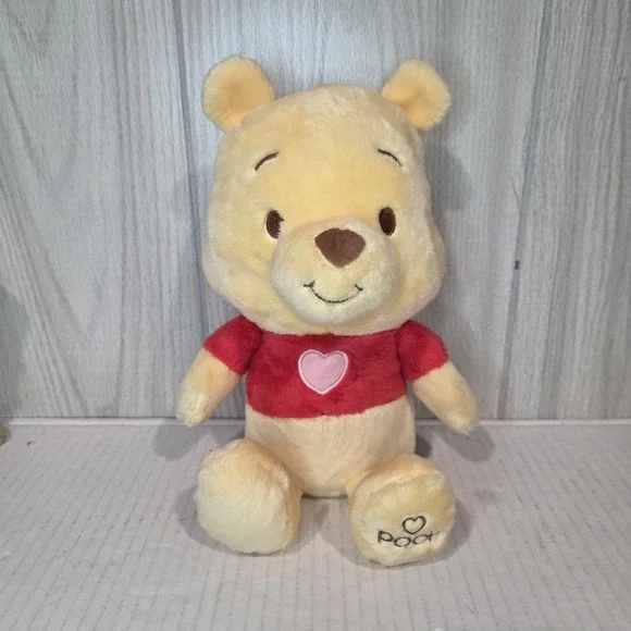 Disney Baby Winnie the Pooh Stuffed Animal, crinkle hands, heart emblemed