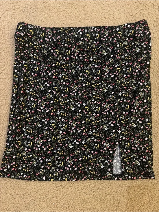 Black Floral Mini Skirt