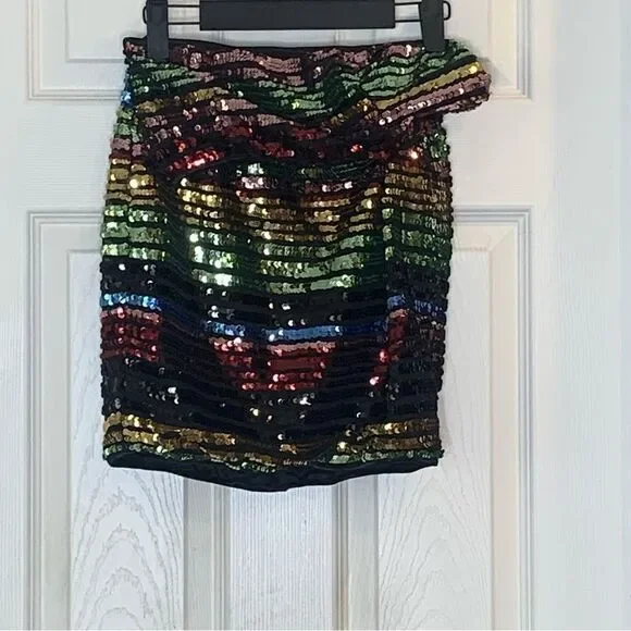 Fashion Nova Rainbow Sequin Set Multicolored Size Medium
