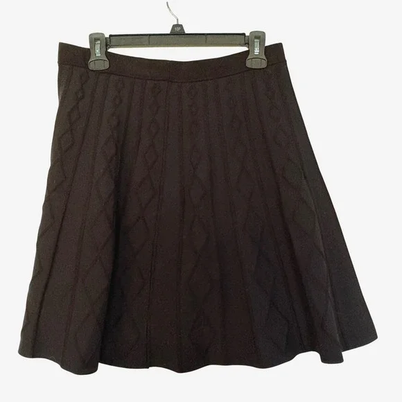 Philosophy Black Knit Skirt M‎ Diamond Pleated Dark Academia Collegiate Preppy