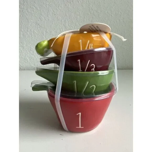 Rae Dunn‎ Vegetable Measuring Cup Set Of 4 Ceramic NEW