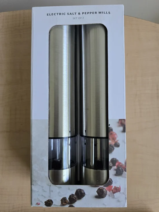 Sur La Table Stainless Steel Electric Salt & Pepper Mill Set